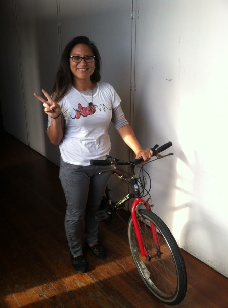 Jessica on a new bike